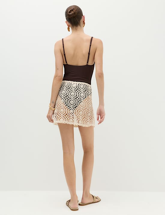 Open Textured Sleeveless Beach Top & Skirt Set