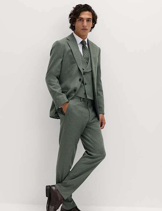 3 Piece Tailored Fit Italian Wool Rich Tweed Suit