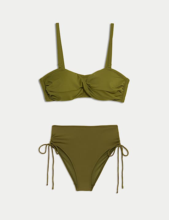 Padded Twist Front Bandeau Bikini Set
