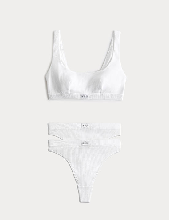 Juni Cotton Rib Non Wired Crop Top Set A-E