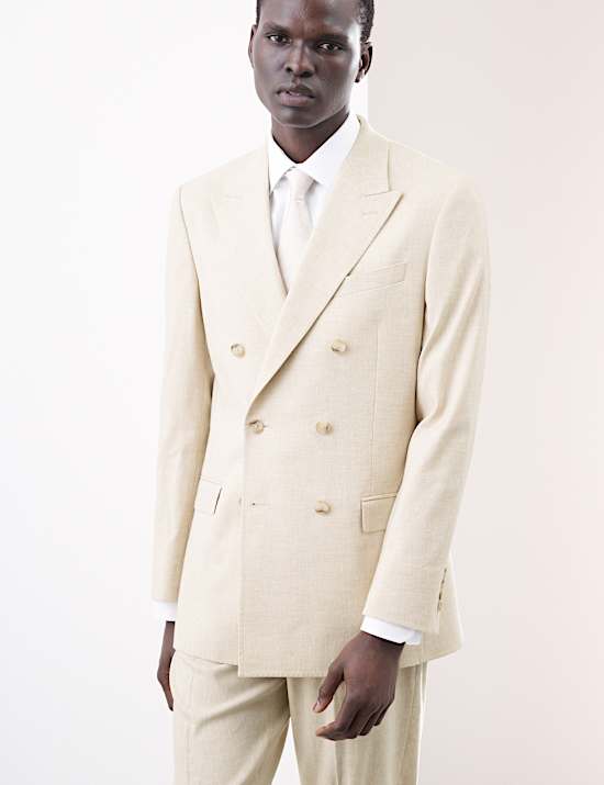 Tailleur coupe croisée et ajustée en lin mélangé italien Performance