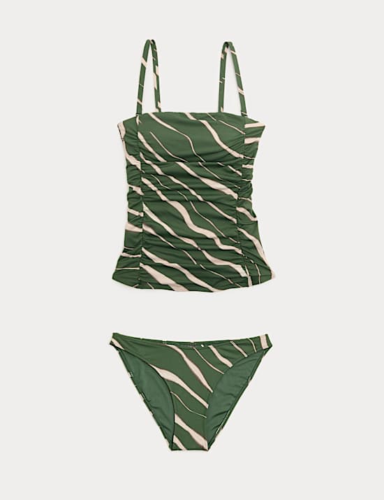 Tummy Control Printed Ruched Tankini Set
