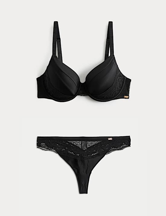 Silk &amp; Lace Wired Full Cup Bra Set A-E