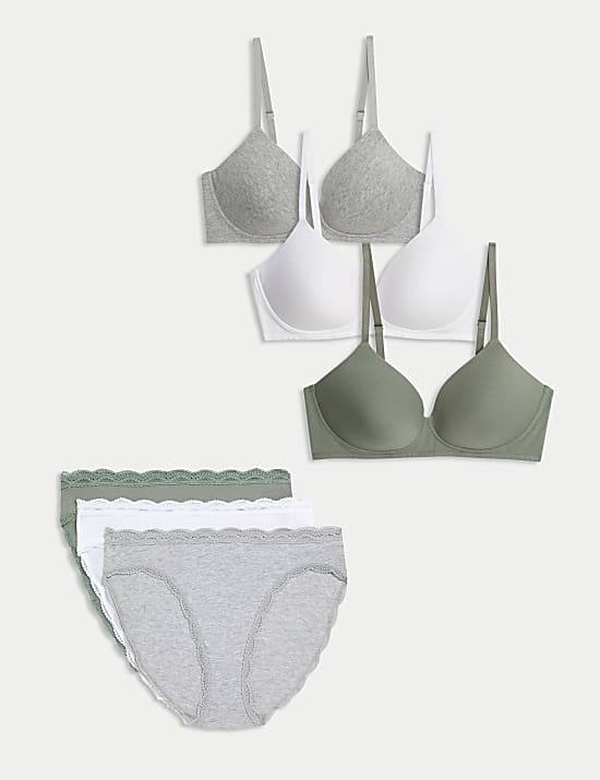 3pk Non Wired T-Shirt Bras Set A-E