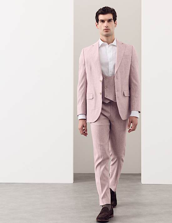 3 Piece Tailored Fit Italian Performance Linen Blend Suit