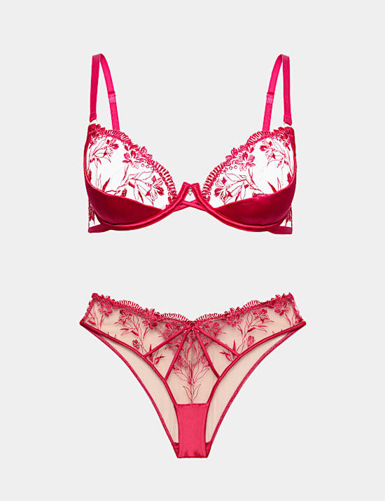 Alessia Embroidery Wired Balcony Bra Set A-E