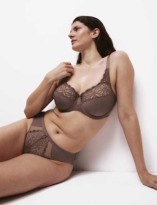 Amelia Lace Wired Full Cup Bra Set F+