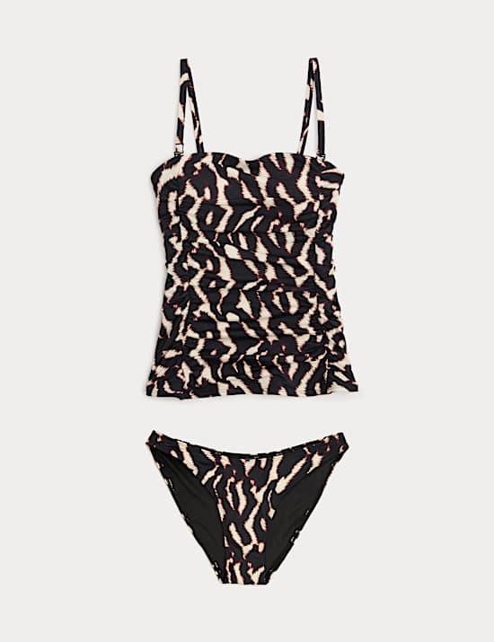 Tummy Control Printed Ruched Tankini Set