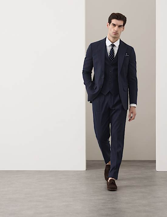 3 Piece Tailored Fit Italian Performance Linen Blend Suit
