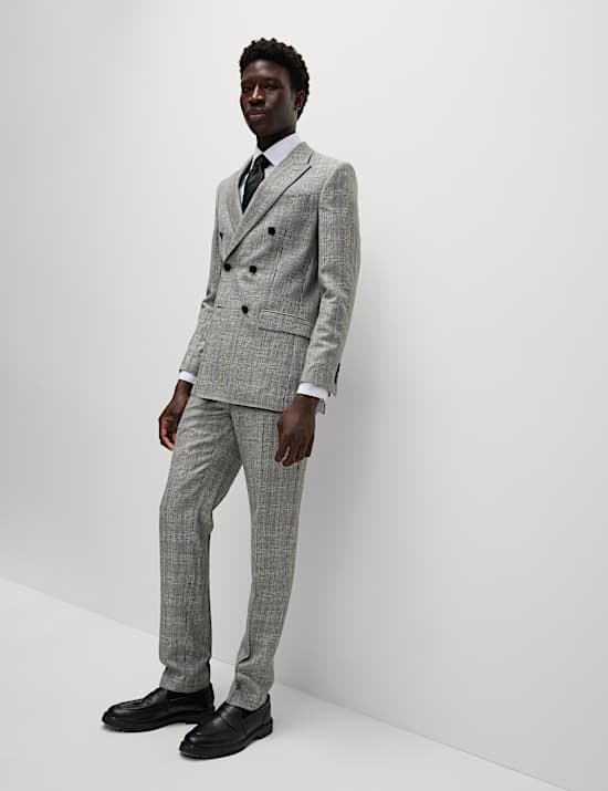 Slim Fit Wool Blend Check Suit