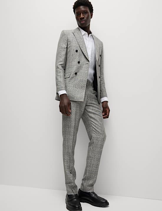 Slim Fit Wool Blend Check Suit