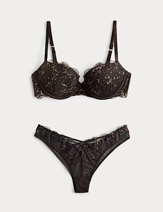 Mia Leopard Wired Push Up Balcony Bra Set