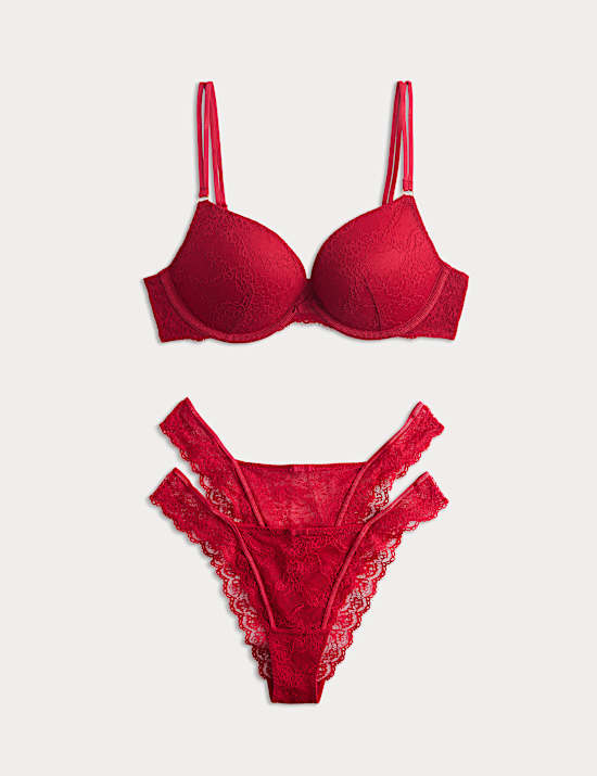 Ida Lace Wired Push-Up Plunge Bra Set A-E