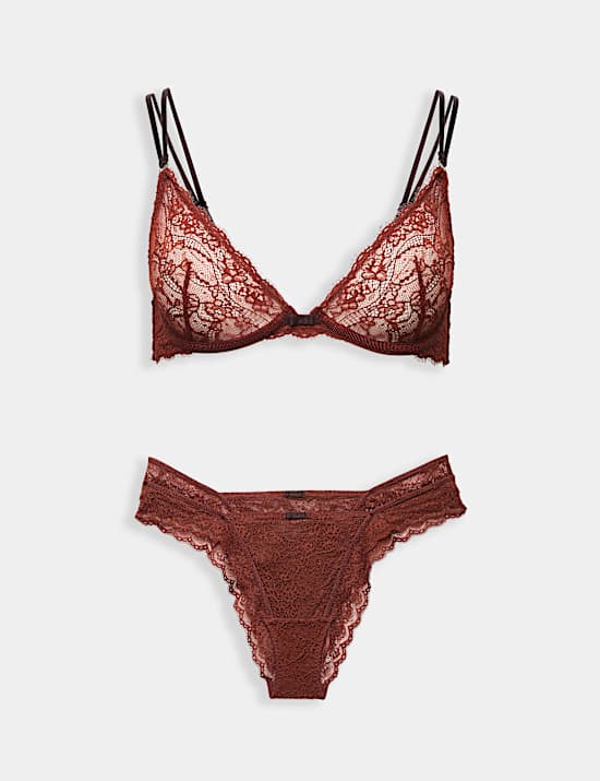 Ida Lace Wired Plunge Bra Set A-E