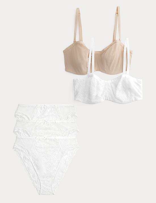2 Pack Jasmine Lace Wired Strapless Bra Set (A-E)