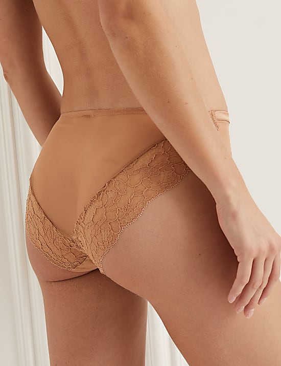 Silk Blend & Lace Wired Balcony Bra Set F-H