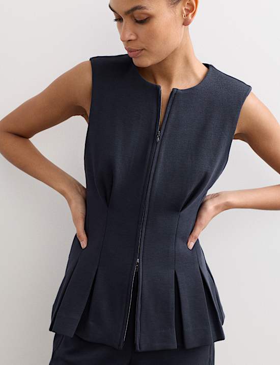 Set van hemdje met rits en broek van katoenmix