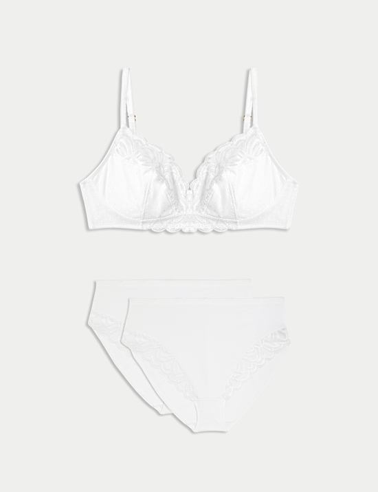 Set Vollschalen-BH mit Spitze ohne Bügel „Amelia“ (A–E)