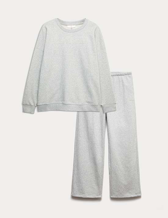 Cotton Rich Brushback Lounge Sweatshirt Set