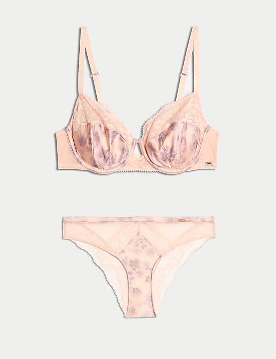 Cherry Blossom Silk Wired Balcony Bra Set A-E