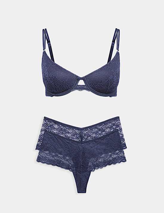 Ida Lace Wired Demi Cup Bra Set A-E