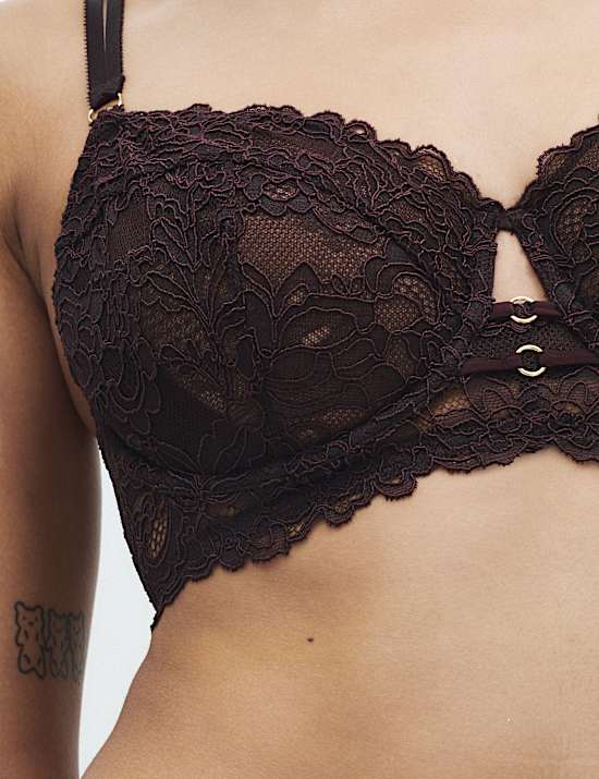 Sabine Floral Lace Wired Balcony Bra Set F+