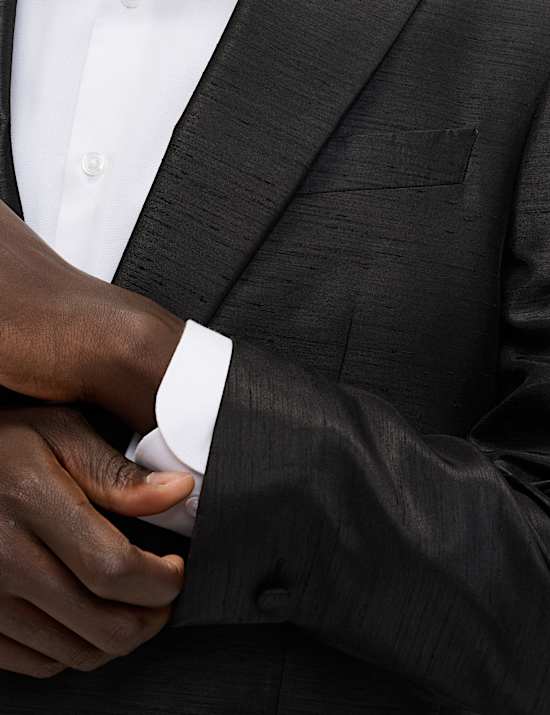 Tailored Fit Textured Sheen Tuxedo Suit