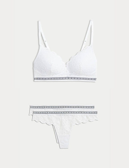 Cleo Lace Non Wired Plunge Bra Set A-E