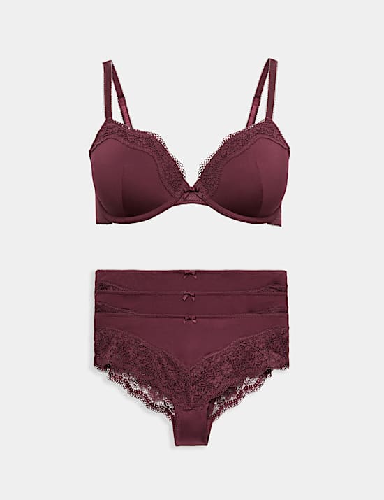 Jasmine Lace Wired Demi Cup Bra Set A-E