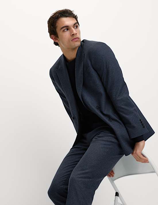 Tailored Fit Wool Rich Tweed Double Breasted Suit