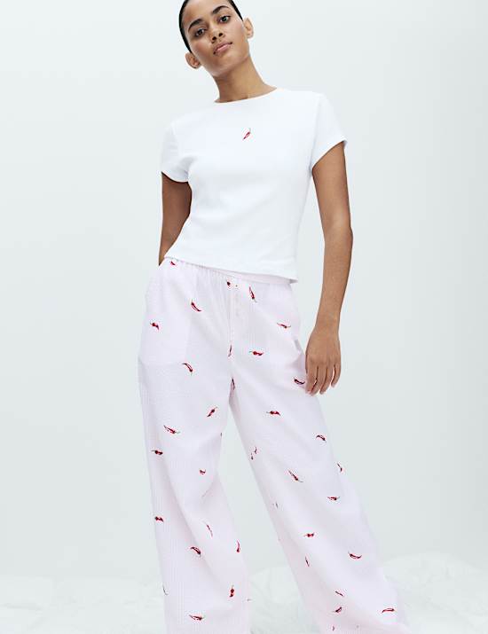 Ensemble t-shirt de pyjama en coton et modal c&ocirc;tel&eacute;