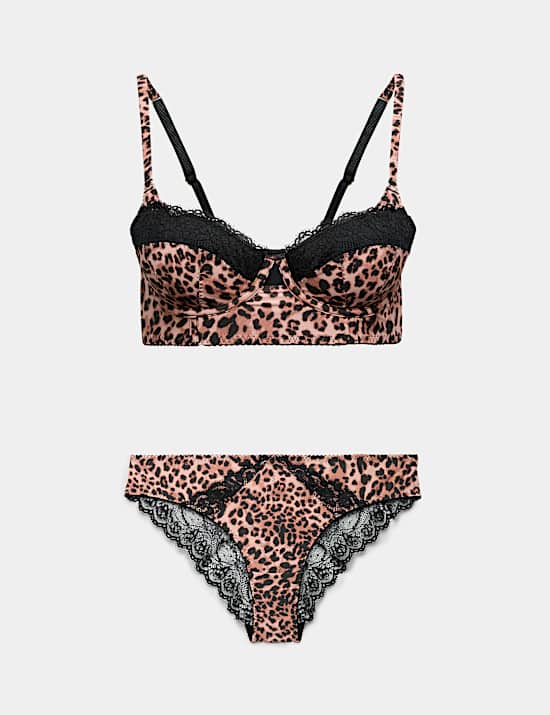 Clara Papertouch Leopard Longline Balcony Bra Set A-E