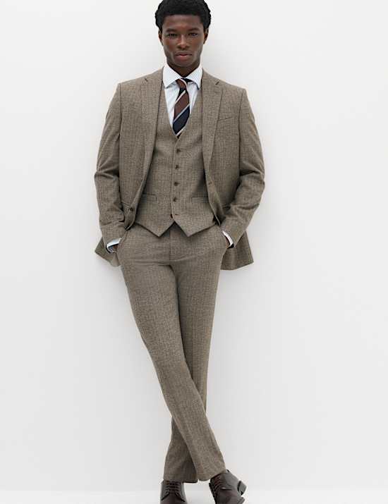 3 Piece Slim Fit Striped Stretch Suit
