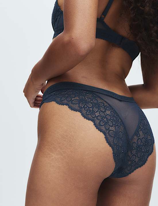 Cleo Sequin Lace Wired Balcony Bra Set A-E