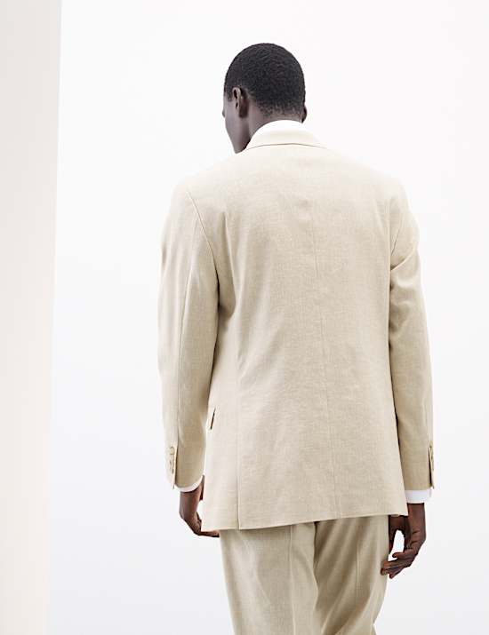 Tailored Fit Italian Performance Linen Blend Double Breasted Suit