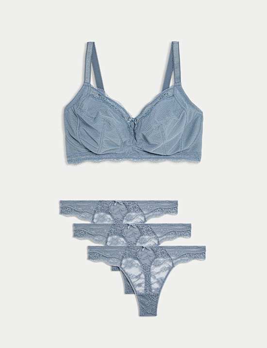 Jasmine Lace Trim Non Wired Bralette Set F+