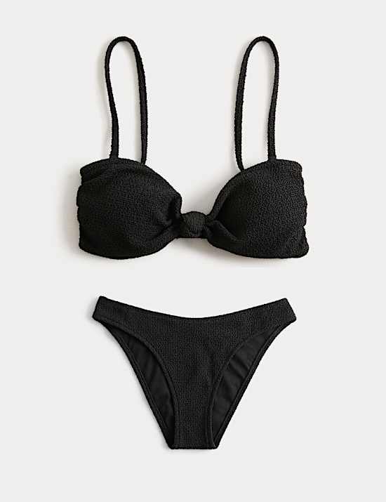 Ensemble maillot de bain bandeau texturé avec nœud sur le devant