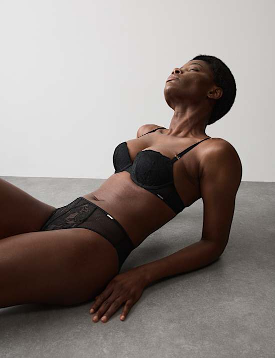 Savannah Lace Wired Push-Up Balcony Bra Set A-E