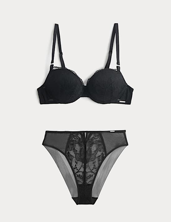 Savannah Lace Wired Push-Up Balcony Bra Set A-E