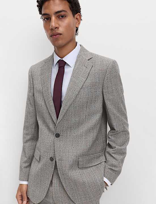 Regular Fit Pure Wool Check Suit