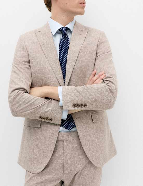2 Piece Slim Fit Linen Blend Stretch Suit