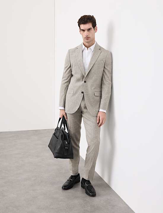 2 Piece Tailored Fit Italian Performance Linen Blend Suit