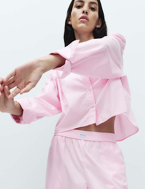 Ensemble chemise pyjama coupe courte 100 % coton