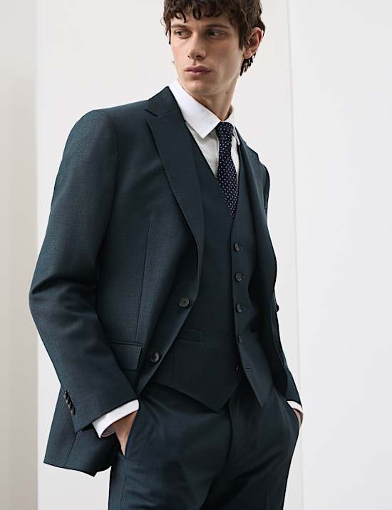 3 Piece Tailored Fit Wool Rich Suit
