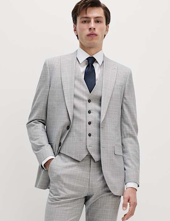 Slim Fit Prince of Wales Check Suit