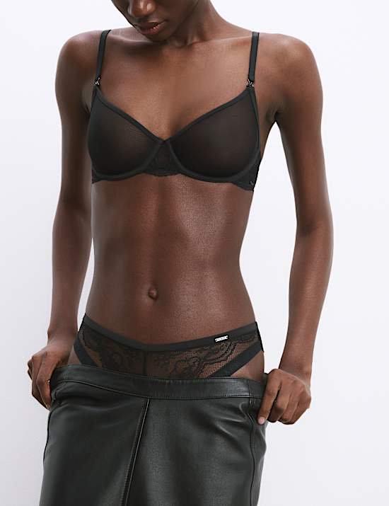 Murcia Sheer & Lace Wired Demi Cup Bra Set A-E