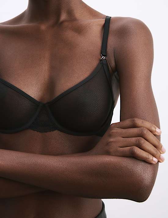 Murcia Sheer & Lace Wired Demi Cup Bra Set A-E