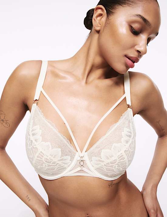 Lindy Lace Wired Plunge Bra Set F-H