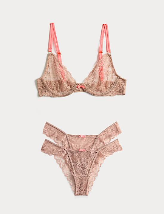 Ida Lace Wired Plunge Bra Set A-E