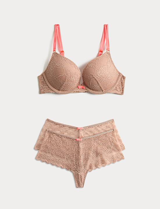 Ida Lace Wired Push-Up Plunge Bra Set A-E